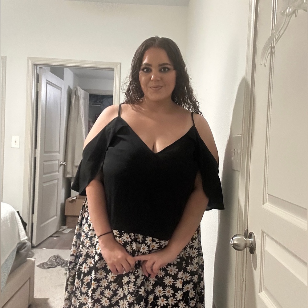 Asos Black flutter sleeve top